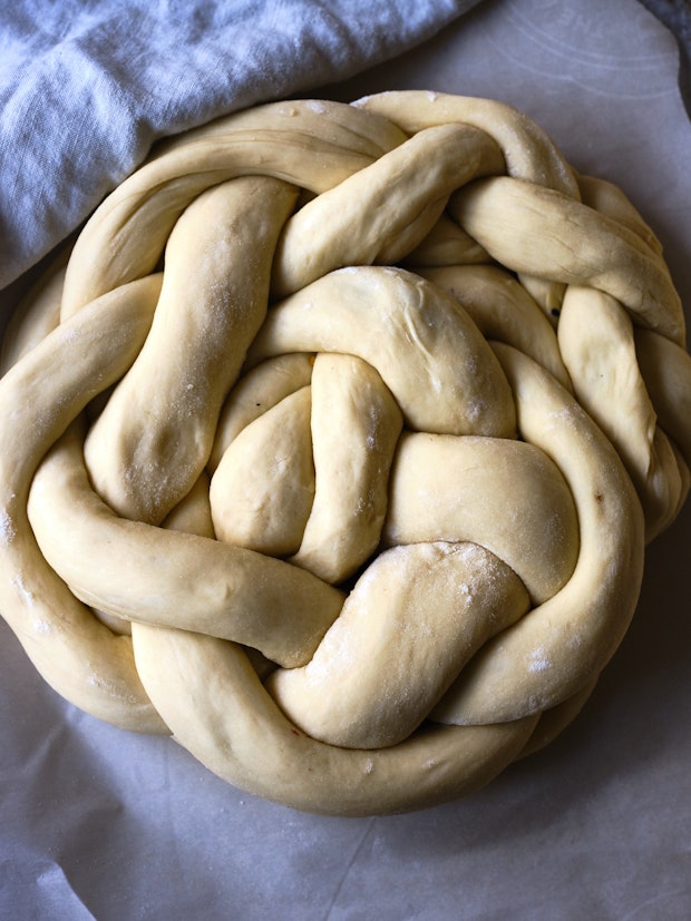 Braided Onion Bread Prior to Baking