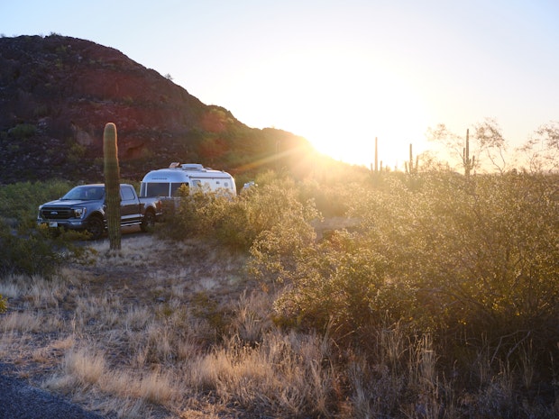 Campsite at Sunset in Arizona Desert