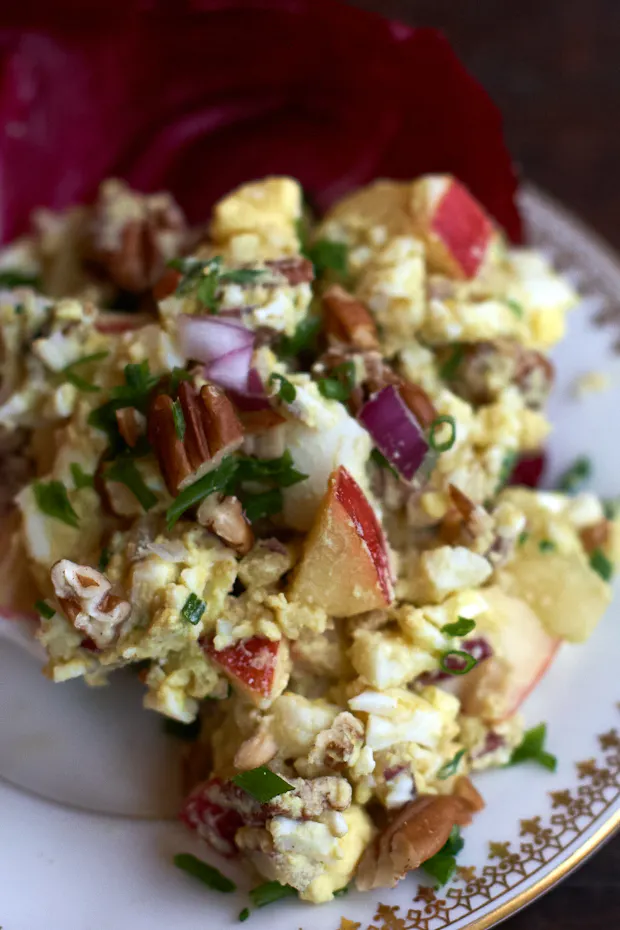 curried egg salad on lettuce