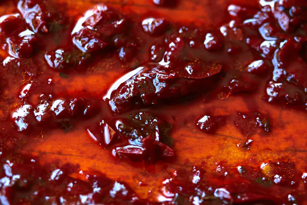 Chile drizzle for topping fava bean soup