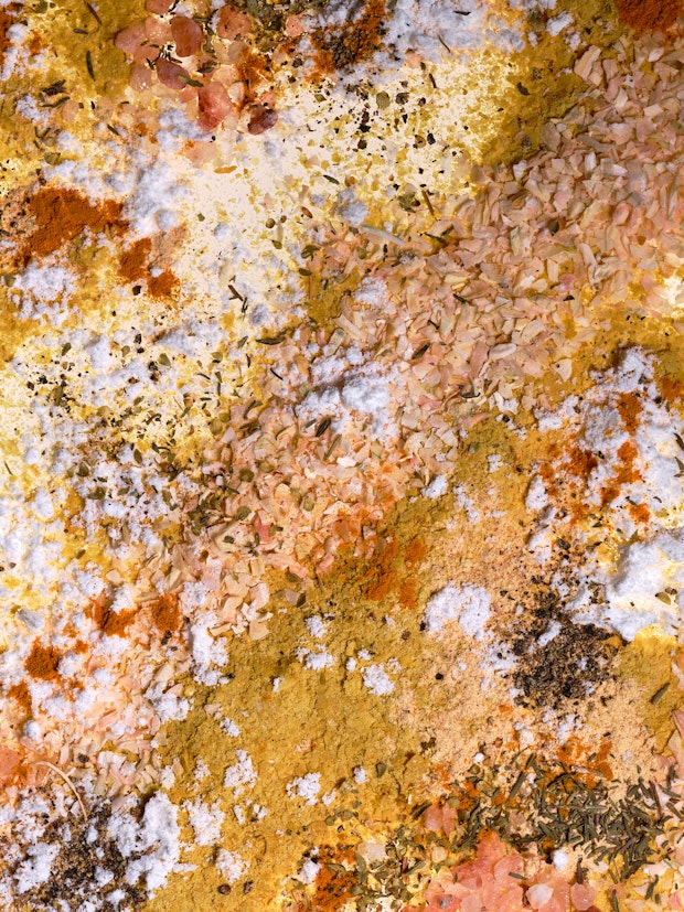 Foto de primer plano de ingredientes caseros en polvo de caldo