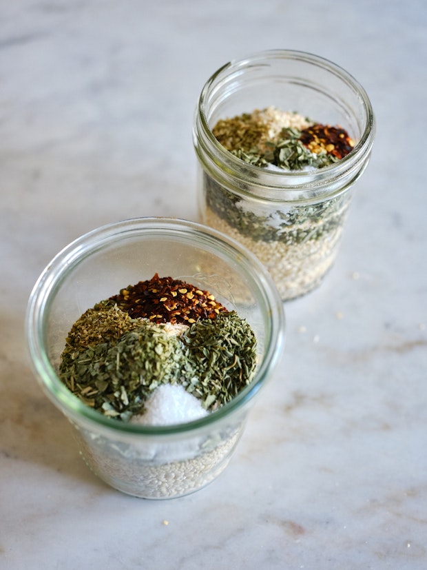 Dry ingredients for Italian Barley Soup in a Jar