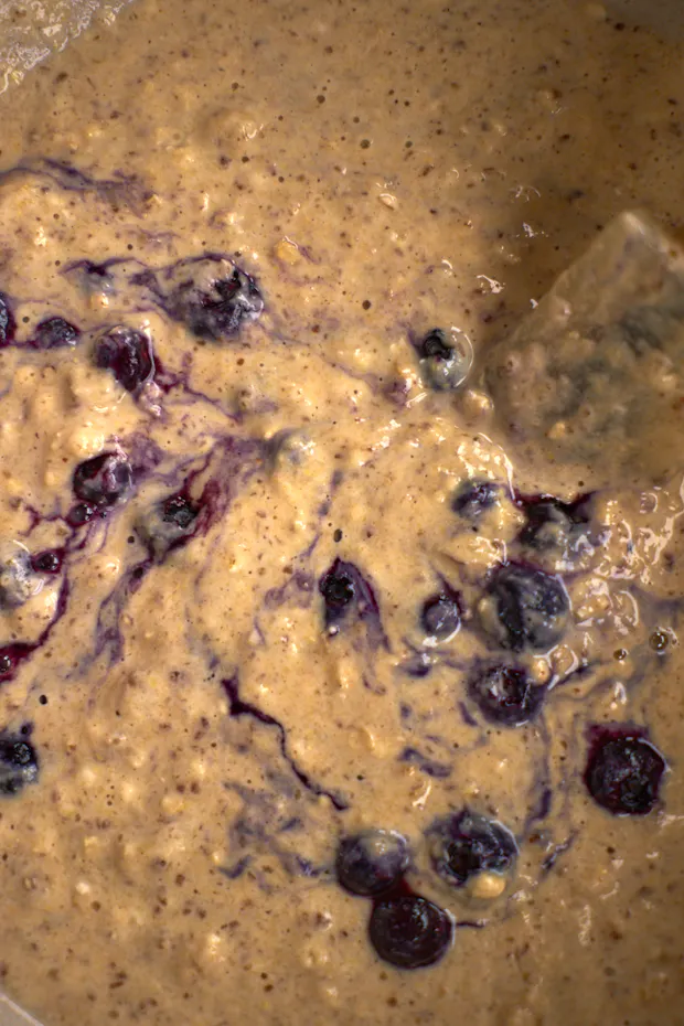 Oatmeal pancake batter in a bowl