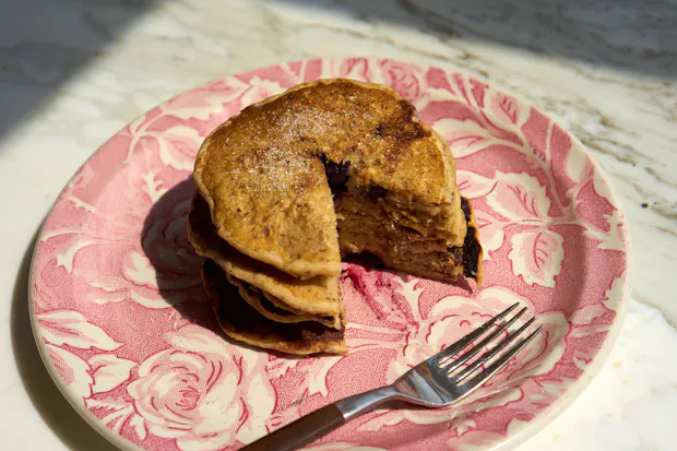 Oatmeal Porridge Pancakes in a stack on a plate