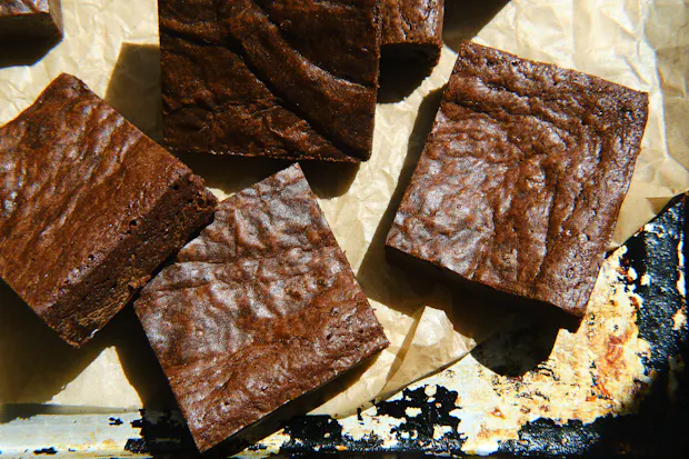 Rye Chocolate Brownies on a baking sheet