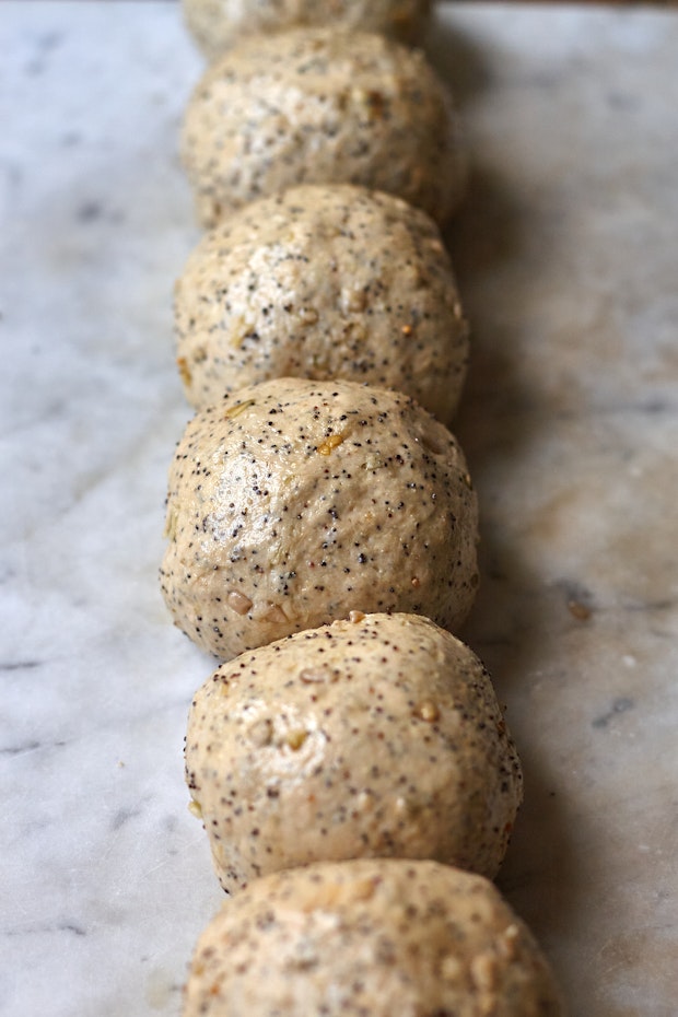 balls of flatbread dough ready for shaping