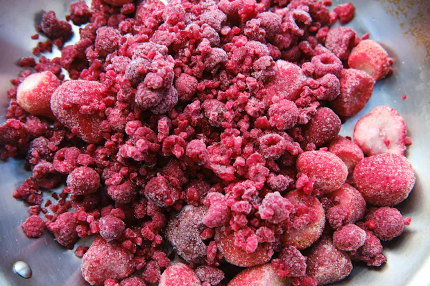 Frozen fruit for making easy skillet jam