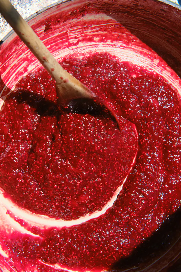 Skillet jam in a pot after cooking