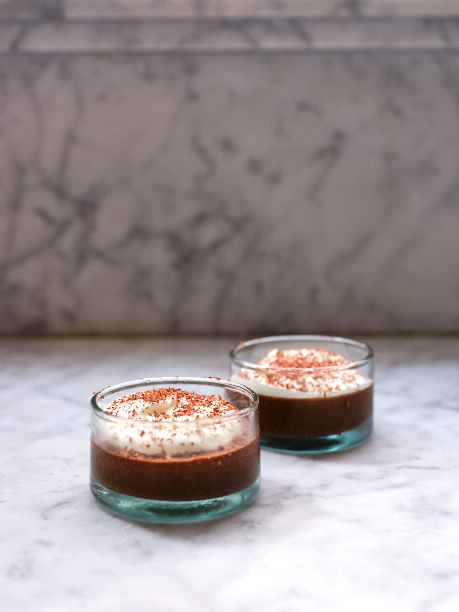Smoked Chocolate Mousse in a Small Glass From the Side