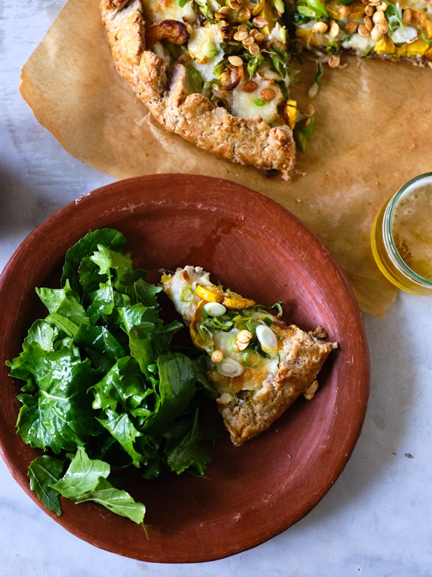 Individual Slice of Sourdough Galette with Delicata Squash