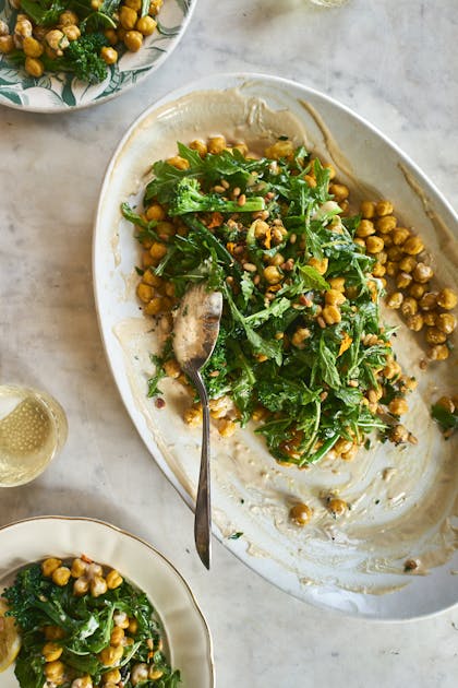 Turmeric Chickpeas with Garlic Tahini