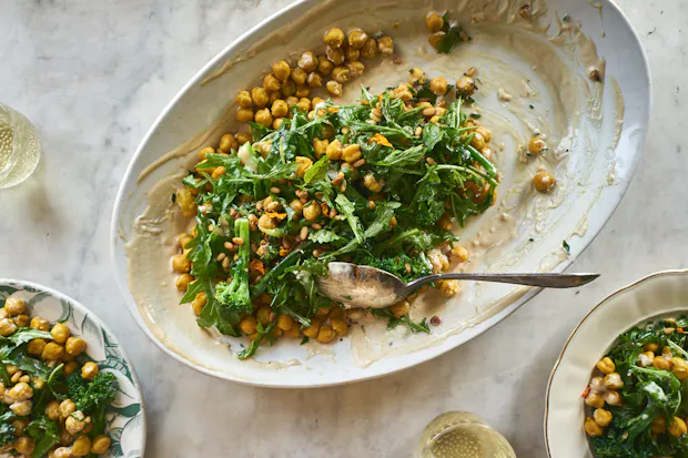 Turmeric Chickpeas with Garlic Tahini