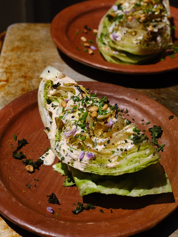 Grilled Wedge Salad with Spicy Buttermilk Ranch Dressing on A Plate
