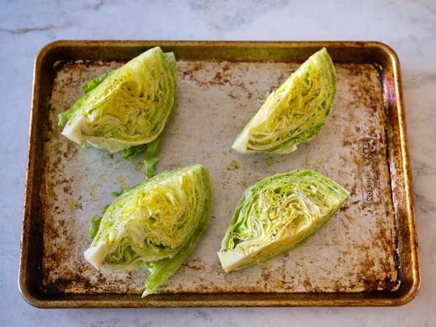 Iceberg lettuce wedges ready for the grill