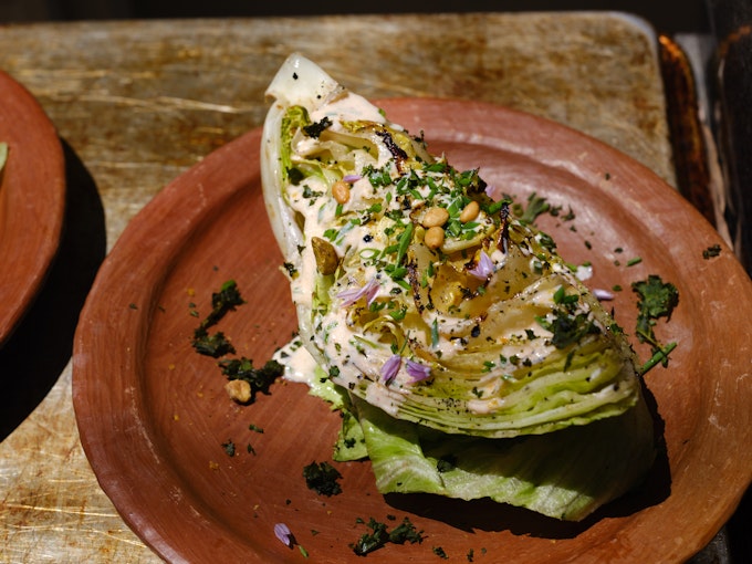 Grilled wedge salad with spicy ranch dressing