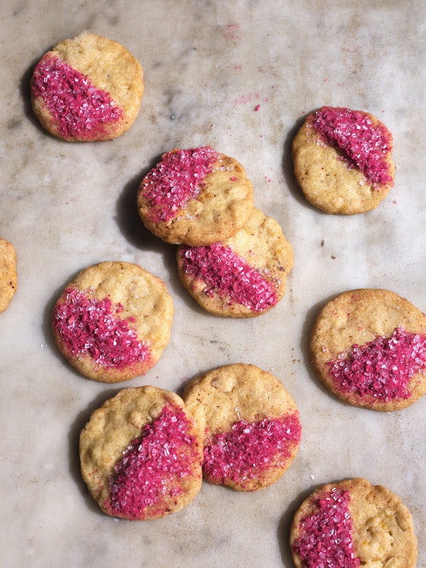 world's best cookies after baking arranged on a marble counter