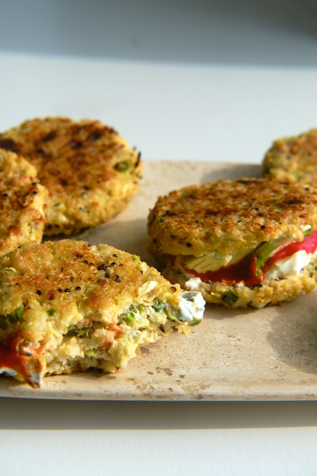 baked cabbage sliders on a plate
