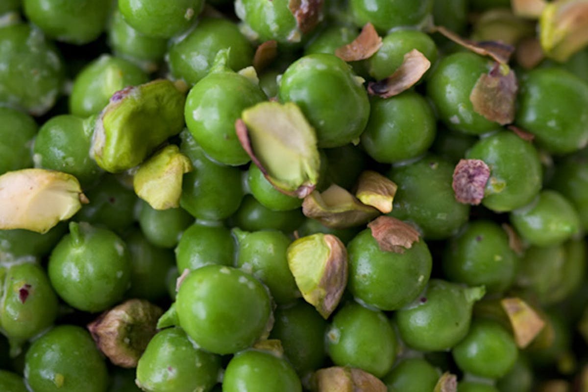 Baked Peas with Tarragon, Yogurt, and Pistachios