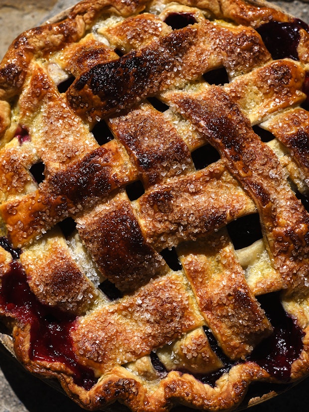 berry pie after baking