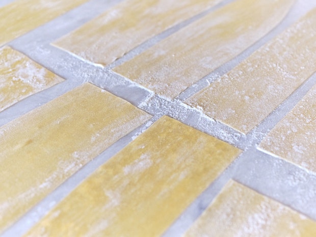 Thin Sheets of Fresh Pasta Flat on a Table