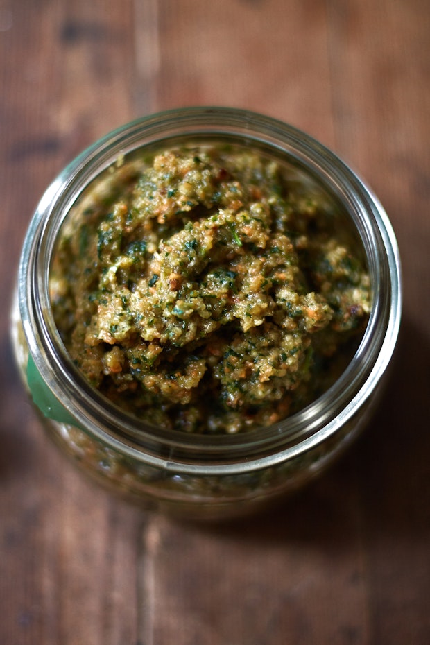 Homemade Bouillon Paste in a Vintage Jar