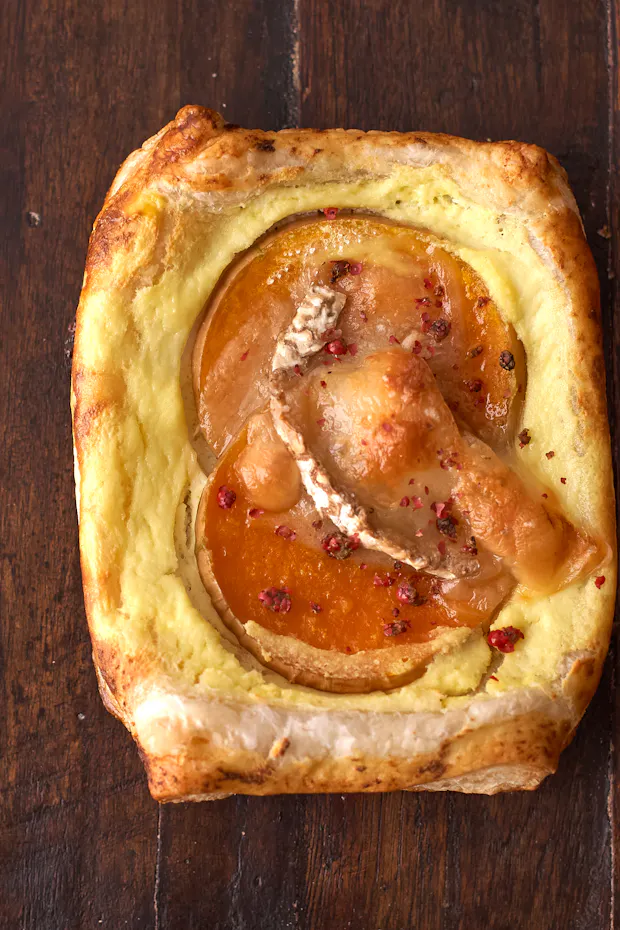 butternut squash tart made with puff pastry