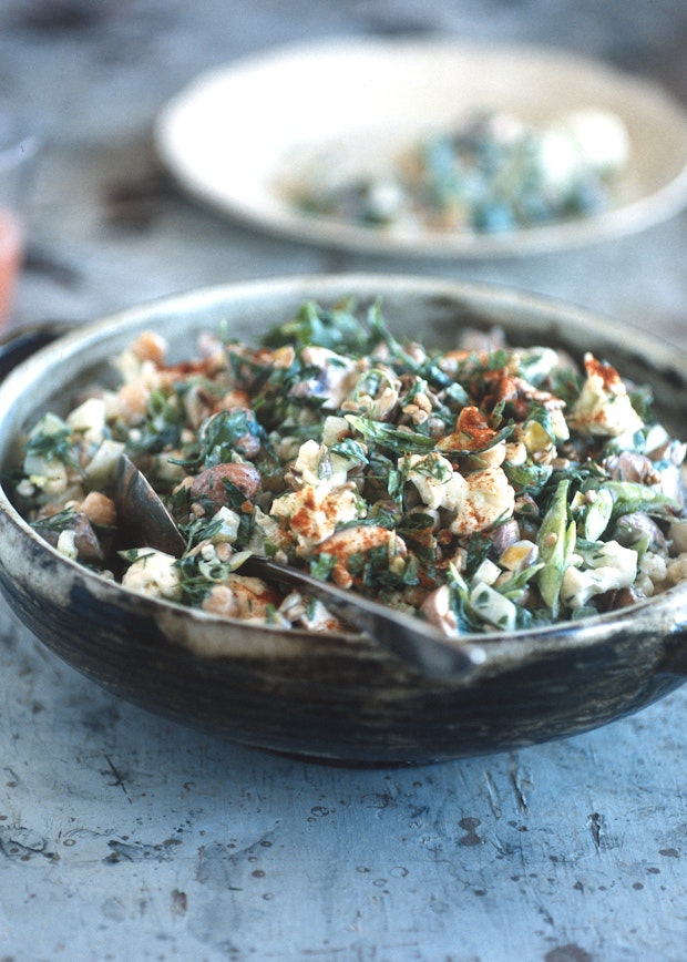 cauliflower salad in a serving bowl