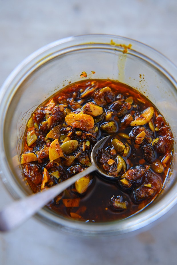 Chili crisp in a glass jar