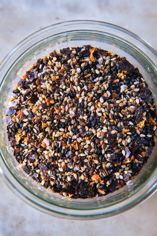 citrus furikake in a glass jar