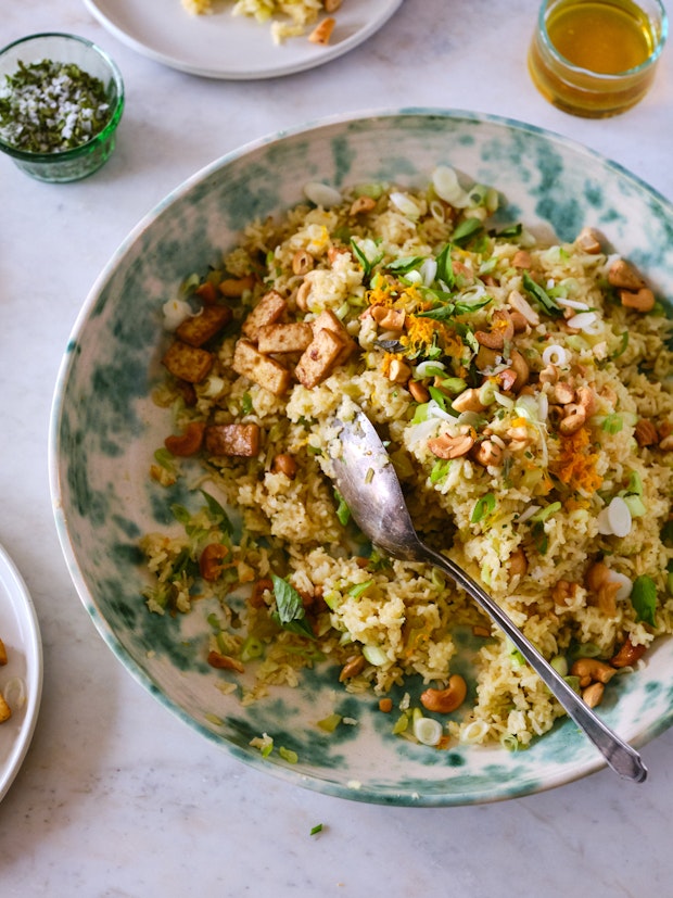 Super Orange Citrus Rice in a Serving Bowl