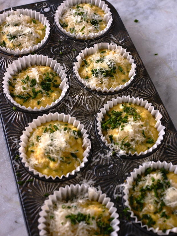 Muffin Batter in Tin Before Baking