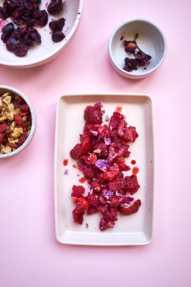 Dragonfruit Bowl with Walnuts and Berries