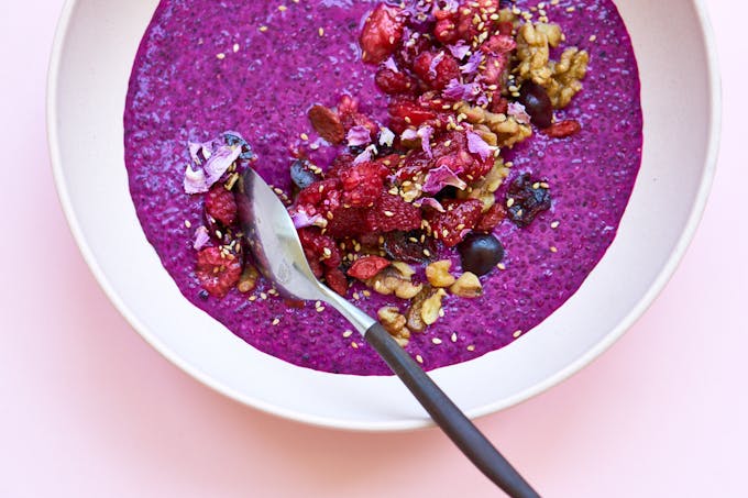 Dragonfruit Bowl with Walnuts and Berries
