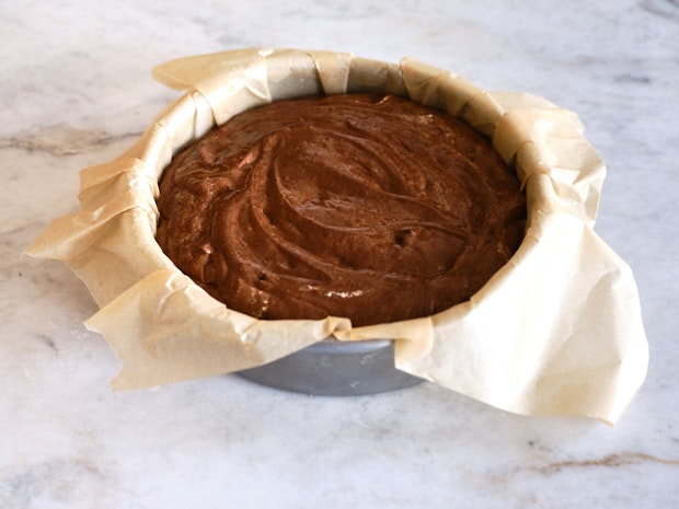 Cake Pan filled with Batter before Baking