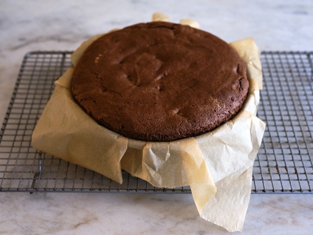 Cake in Pan Fully Baked Sitting on Counter