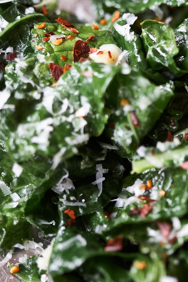 Simple, Garlic Kale in a Skillet