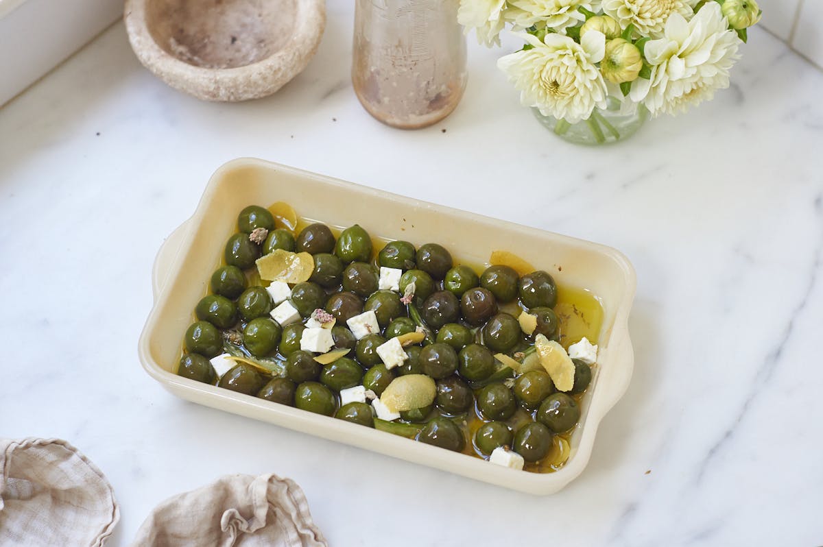 Herb and Garlic Marinated Olives - Easy Appetizer Recipe