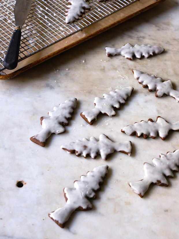 Gingerbread Cookies after Being Iced on A Marble Counter