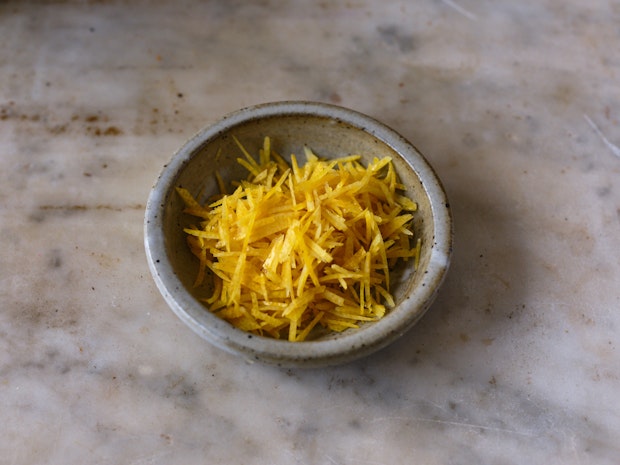 Small Bowl of Lemon Zest for Lemon Cake