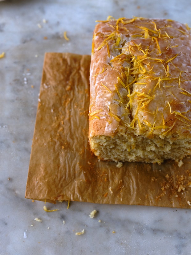 Partially Sliced Lemon Cake