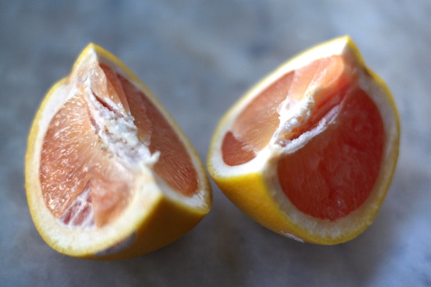wedges of cut grapefruit
