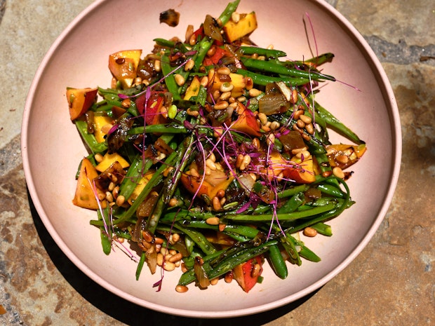green bean salad re-imagined as a Thanksgiving side dish