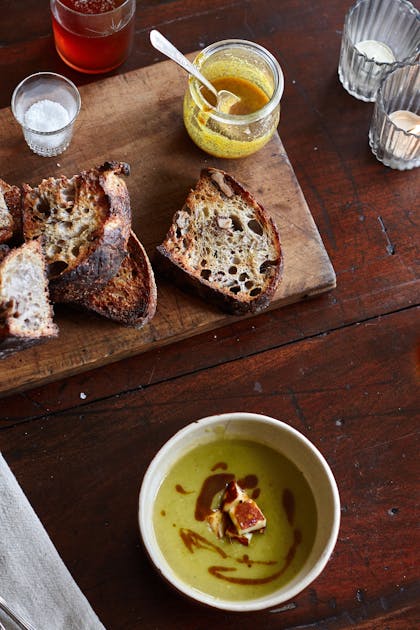Green Lentil Soup with Curried Brown Butter