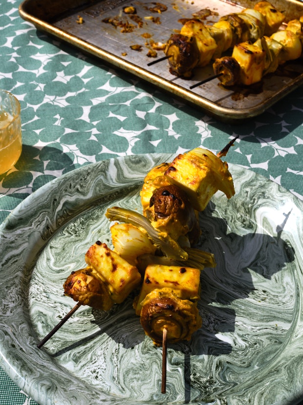 Veggie Kebabs on a Plate