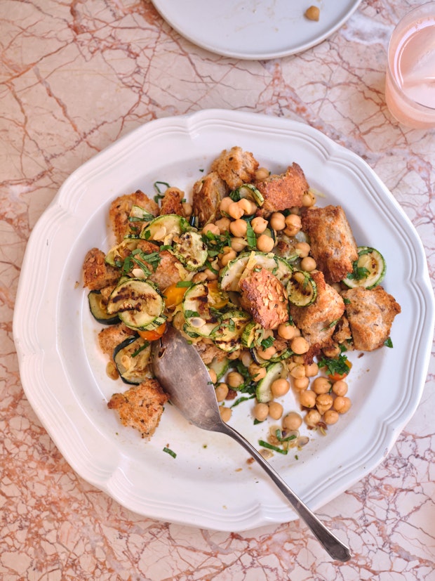 Grilled Zucchini & Bread Salad