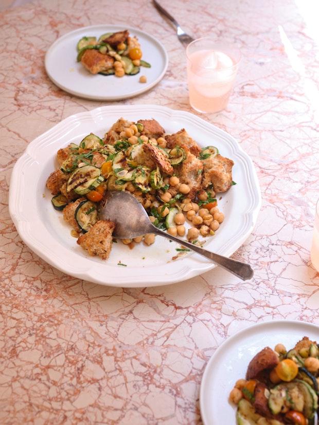 Grilled Zucchini & Bread Salad