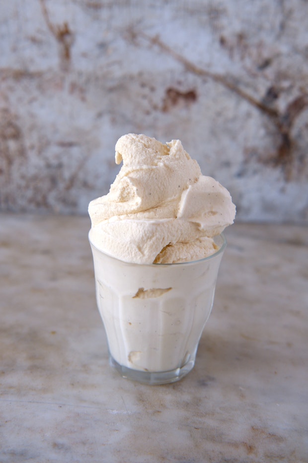 honey ice cream scooped into a bowl