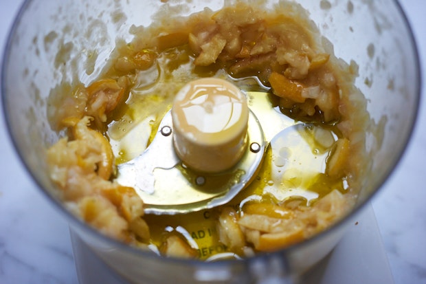 lemon peel and olive oil in a food processor