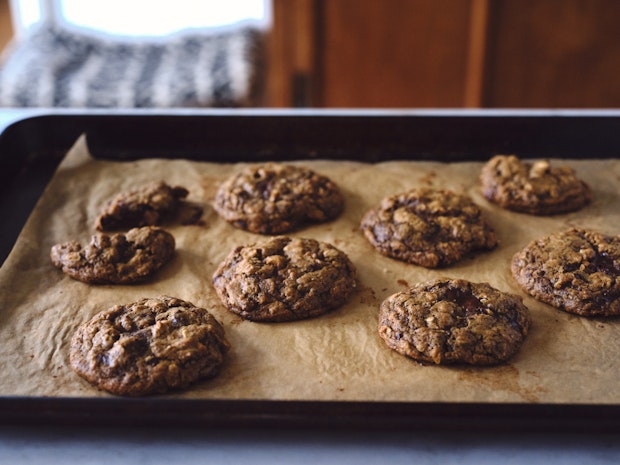 Mesquite Chocolate Chip Cookies on a Baking Sheet