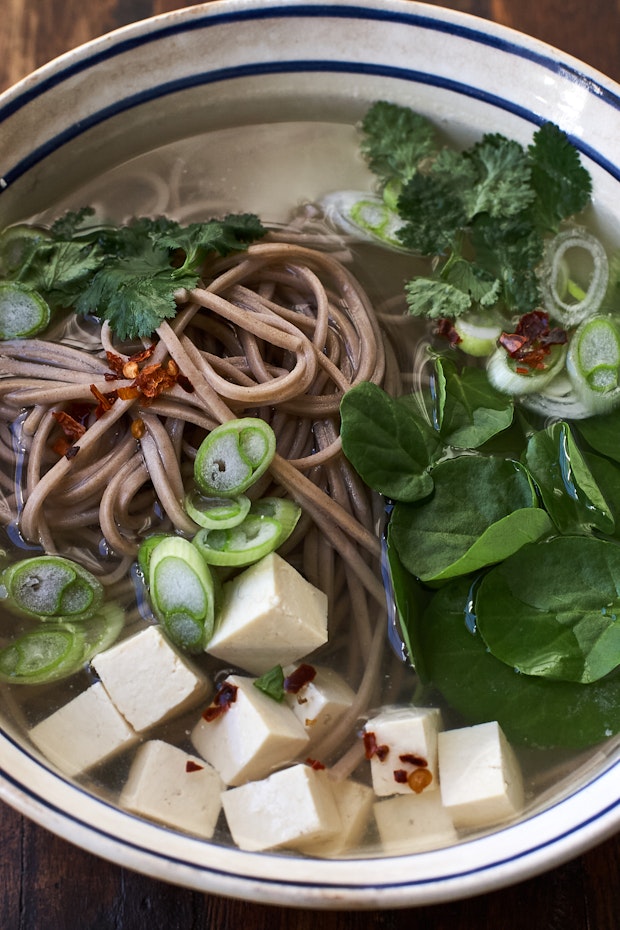 miso soup in a bowl with a selection of toppings